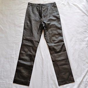 Brooks Brothers Dark Brown Leather Mid-Rise Pants
